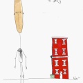 Man, building & plane